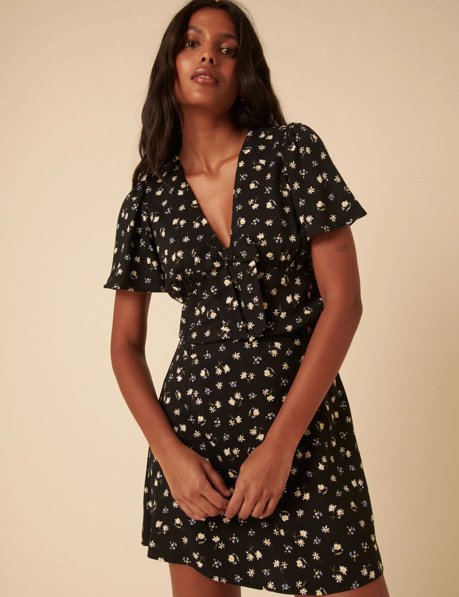 Black Ditsy Floral Frill Top sold by Nobody's Child product image thumbnail 4