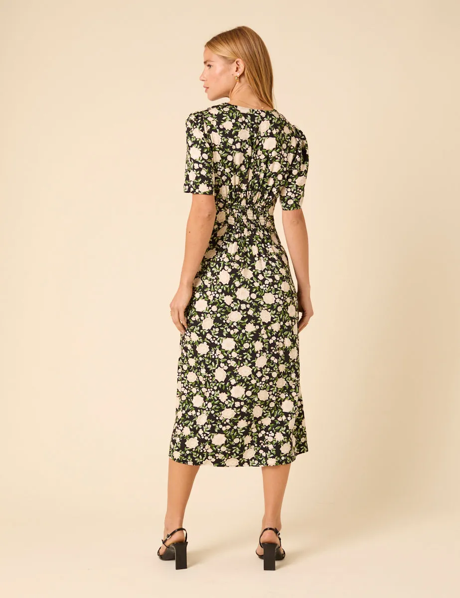 Black Floral Alexa Midi Dress sold by Nobody's Child product image thumbnail 5