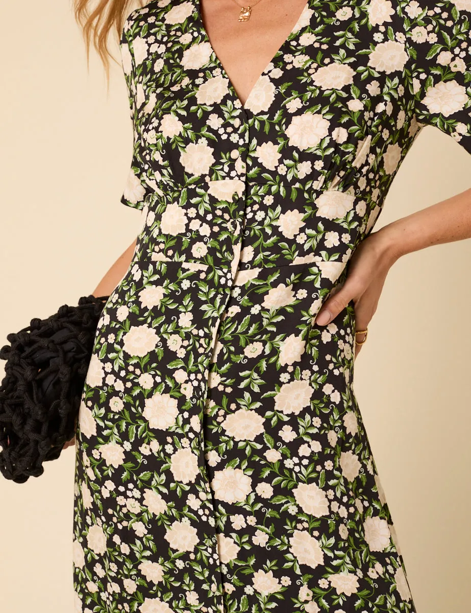 Black Floral Alexa Midi Dress sold by Nobody's Child product image thumbnail 4