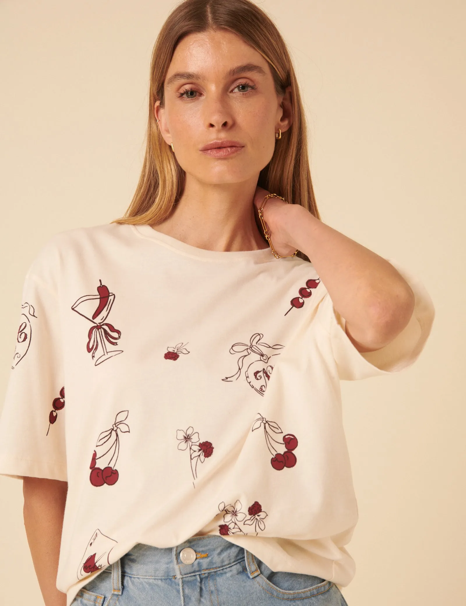 Cream Charm Print Graphic T-Shirt sold by Nobody's Child product image thumbnail 3