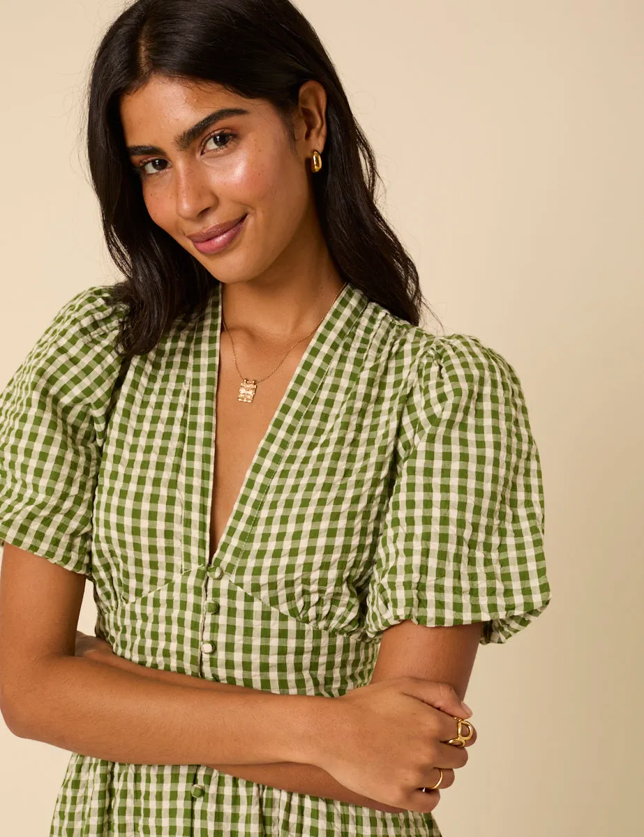 Green Gingham Starlight Midi Dress sold by Nobody's Child product image thumbnail 5