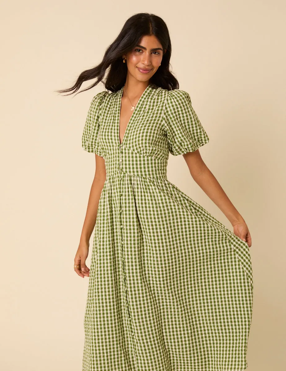 Green Gingham Starlight Midi Dress sold by Nobody's Child product image thumbnail 2