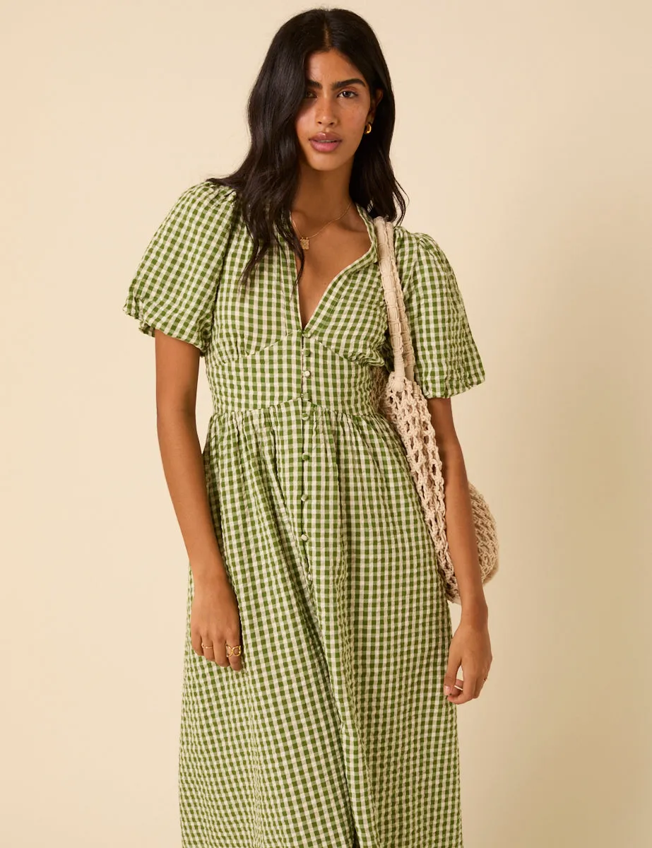 Green Gingham Starlight Midi Dress sold by Nobody's Child product image thumbnail 3