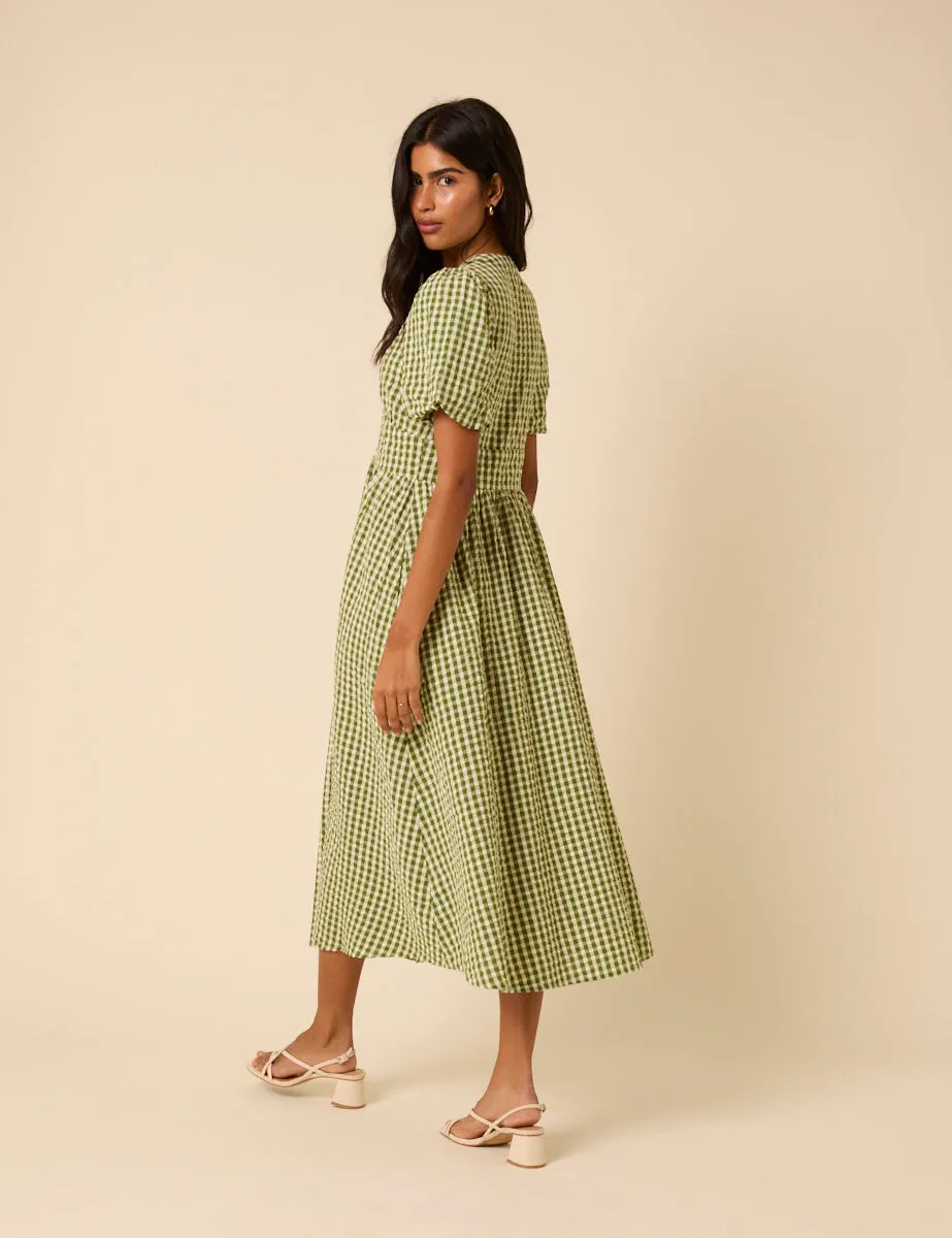Green Gingham Starlight Midi Dress sold by Nobody's Child product image thumbnail 4
