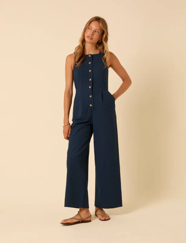 Dark Blue Tailored Peri Jumpsuit sold by Nobody's Child