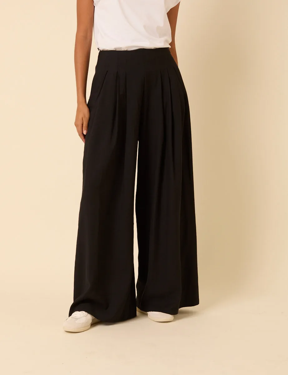 Black Pleated Wide Leg Trousers sold by Nobody's Child product image thumbnail 2