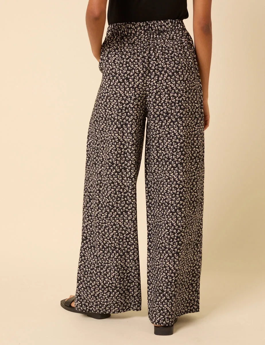 Black Ditsy Floral Wide Leg Zeena Trousers sold by Nobody's Child product image thumbnail 5