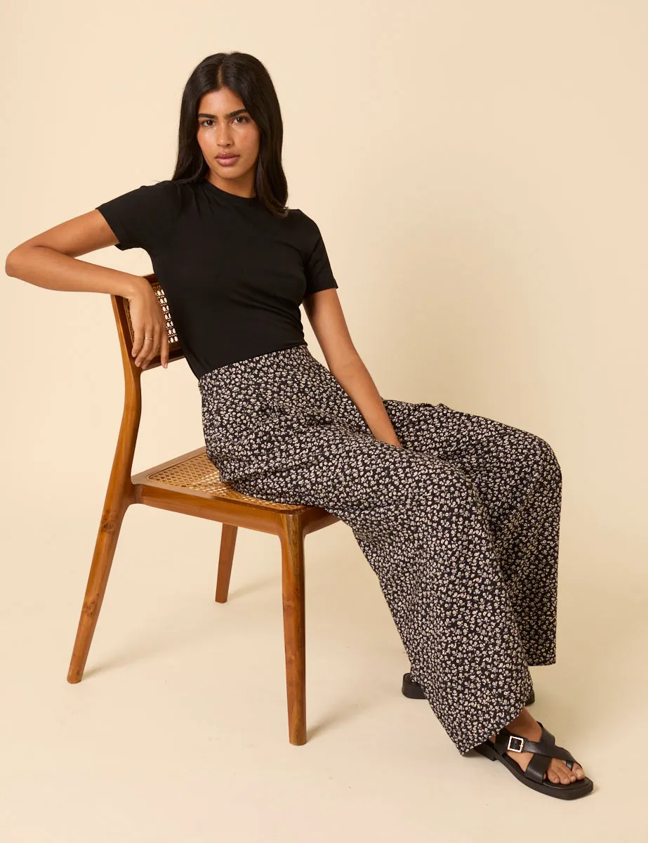 Black Ditsy Floral Wide Leg Zeena Trousers sold by Nobody's Child product image thumbnail 4