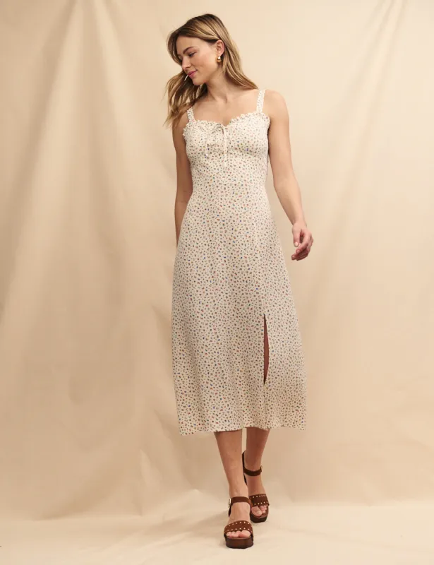 White Ditsy Floral Lucia Midi Dress sold by Nobody's Child