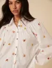 White Embroidered Balloon Sleeve Blouse sold by Nobody's Child