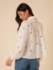 White Embroidered Balloon Sleeve Blouse sold by Nobody's Child