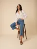 White Embroidered Balloon Sleeve Blouse sold by Nobody's Child