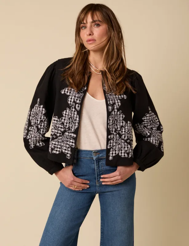 Black Floral Gingham Detail Jacket sold by Nobody's Child