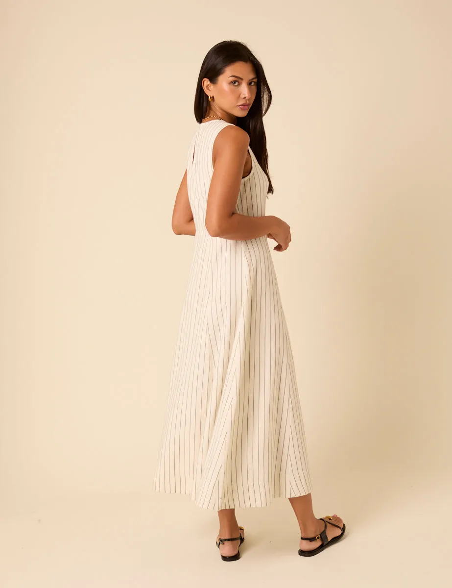 Cream Pinstripe Cedar Midi Dress sold by Nobody's Child product image thumbnail 5