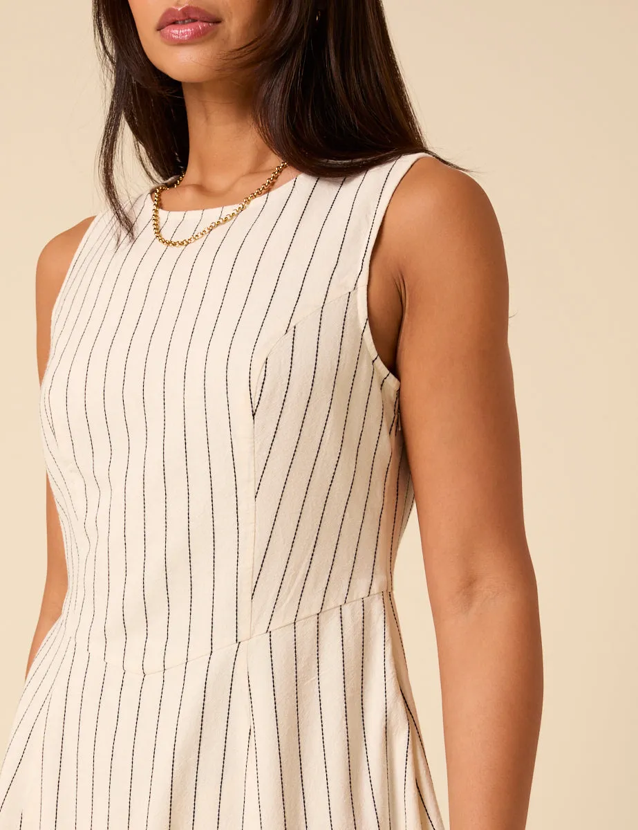 Cream Pinstripe Cedar Midi Dress sold by Nobody's Child product image thumbnail 2