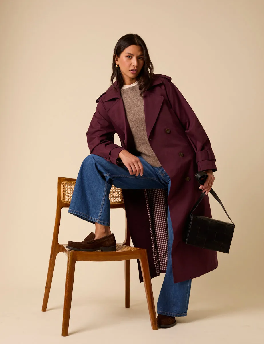 Burgundy Double Breasted Trench Coat sold by Nobody's Child product image thumbnail 2