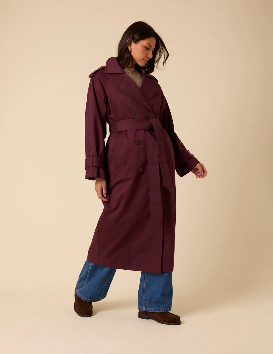 Burgundy Double Breasted Trench Coat sold by Nobody's Child product image thumbnail 3