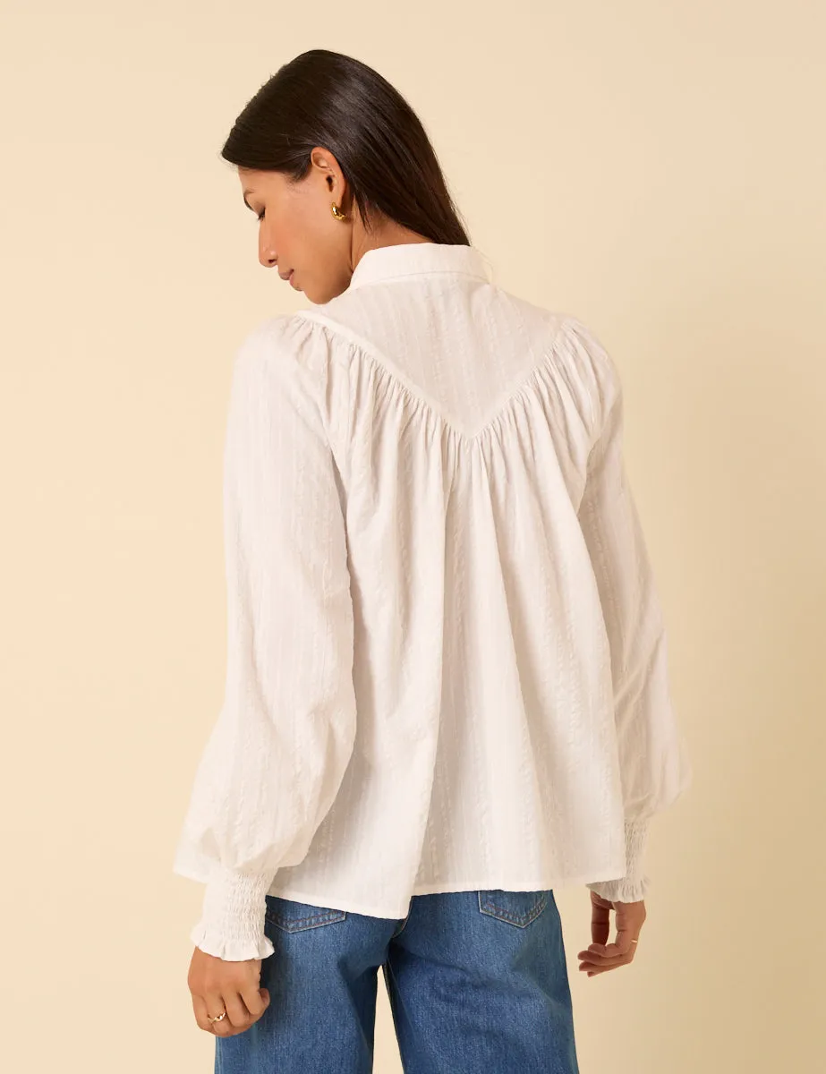 White Balloon Sleeve Blouse sold by Nobody's Child product image thumbnail 5