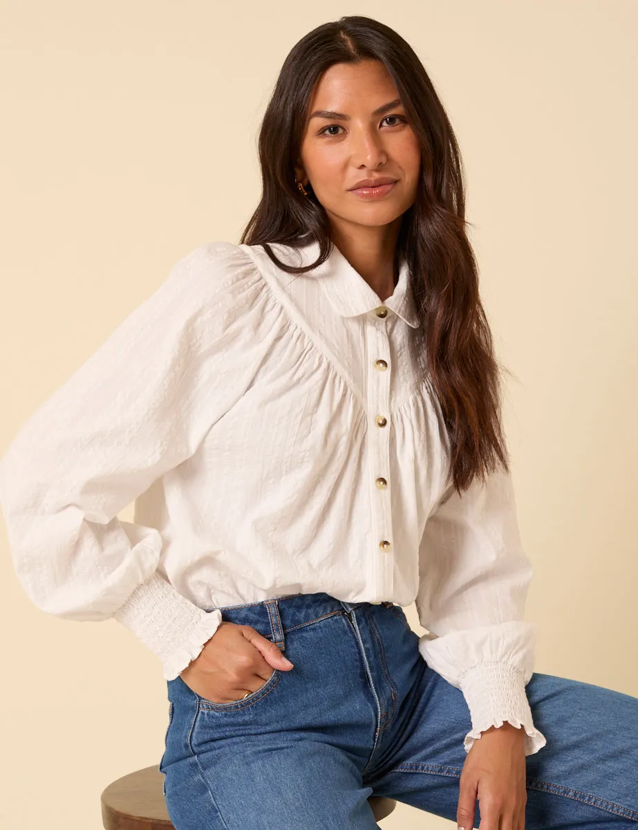 White Balloon Sleeve Blouse sold by Nobody's Child product image thumbnail 3