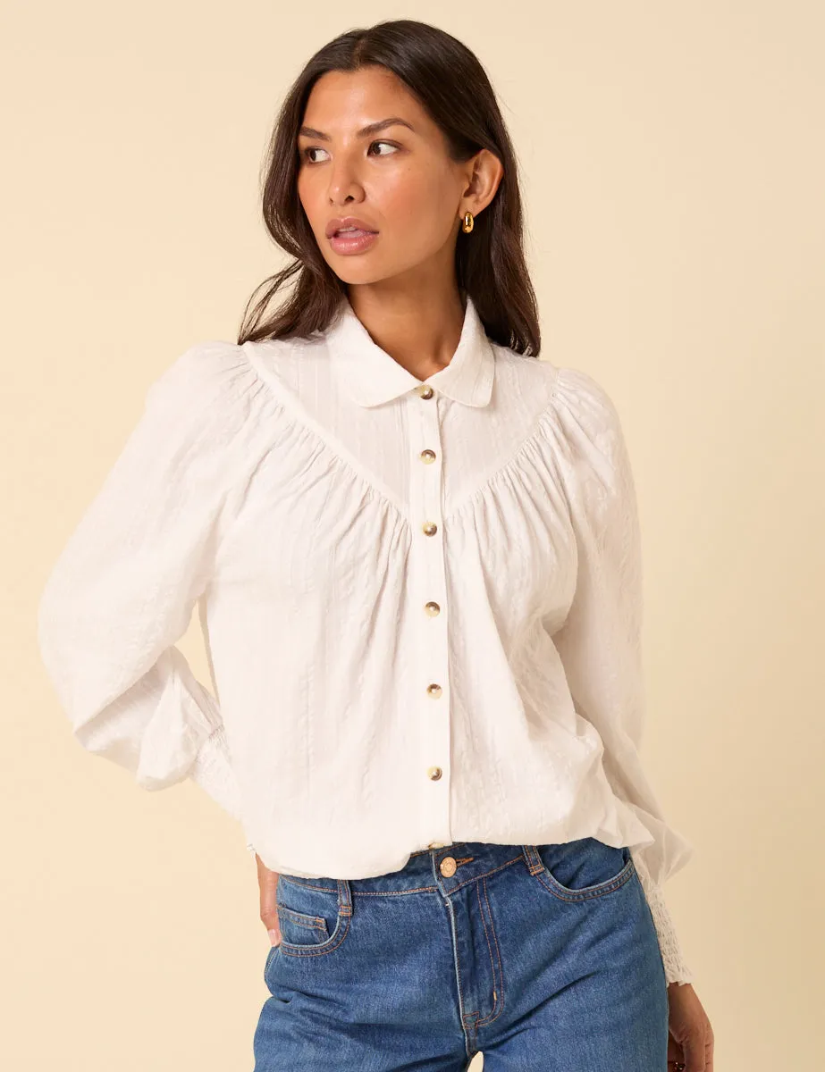 White Balloon Sleeve Blouse sold by Nobody's Child