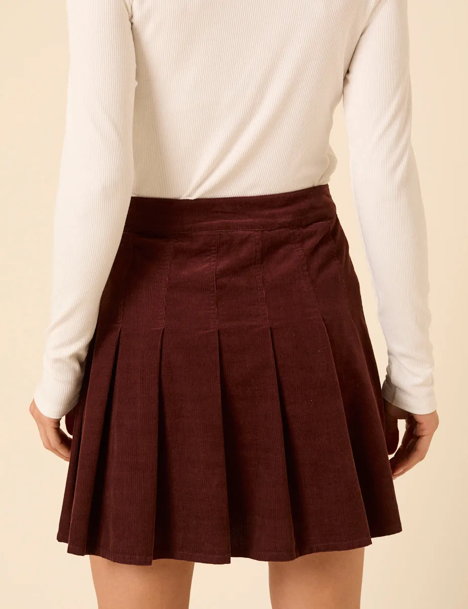 Brown Cord Pleated Mini Skirt sold by Nobody's Child product image thumbnail 4