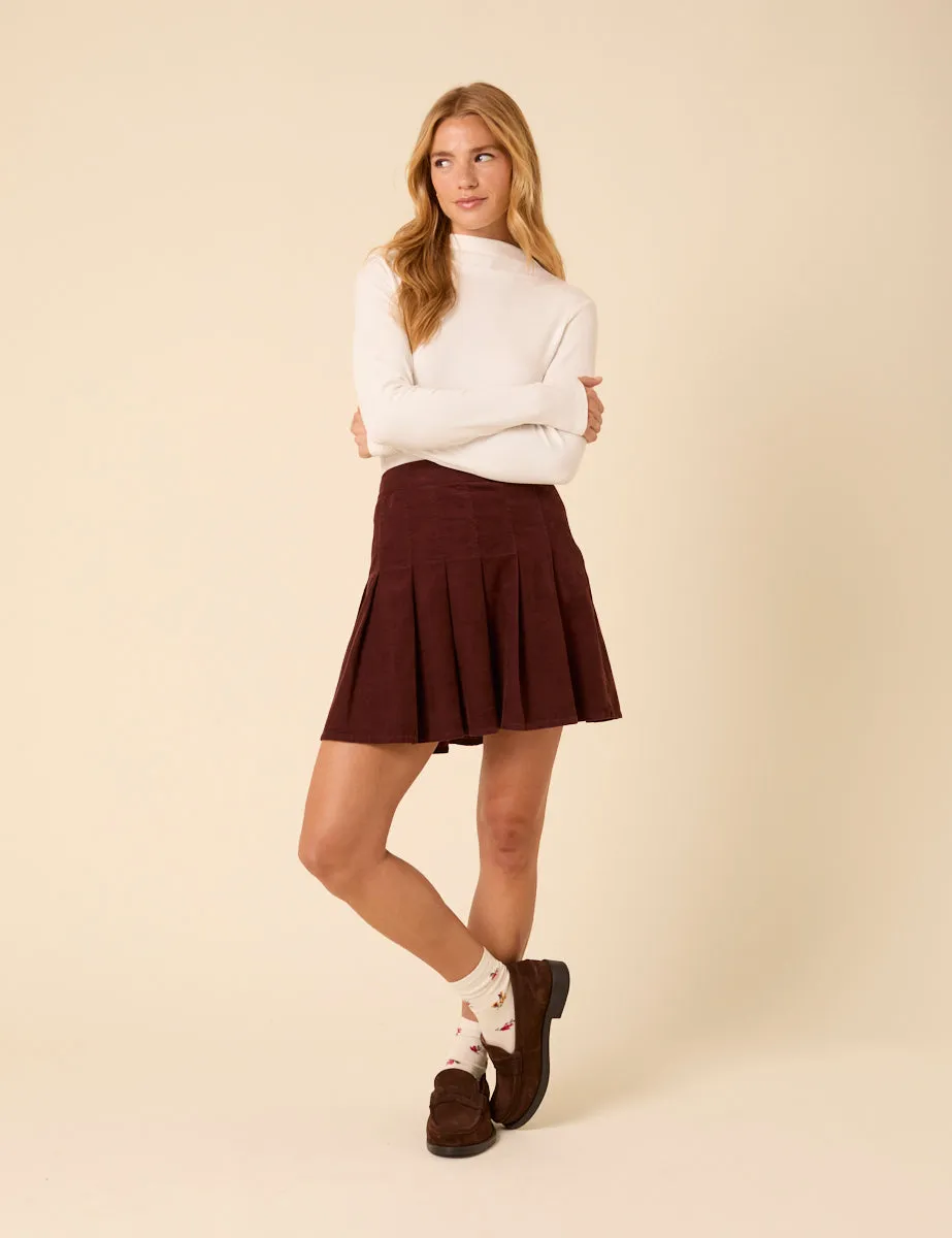 Brown Cord Pleated Mini Skirt sold by Nobody's Child product image thumbnail 2