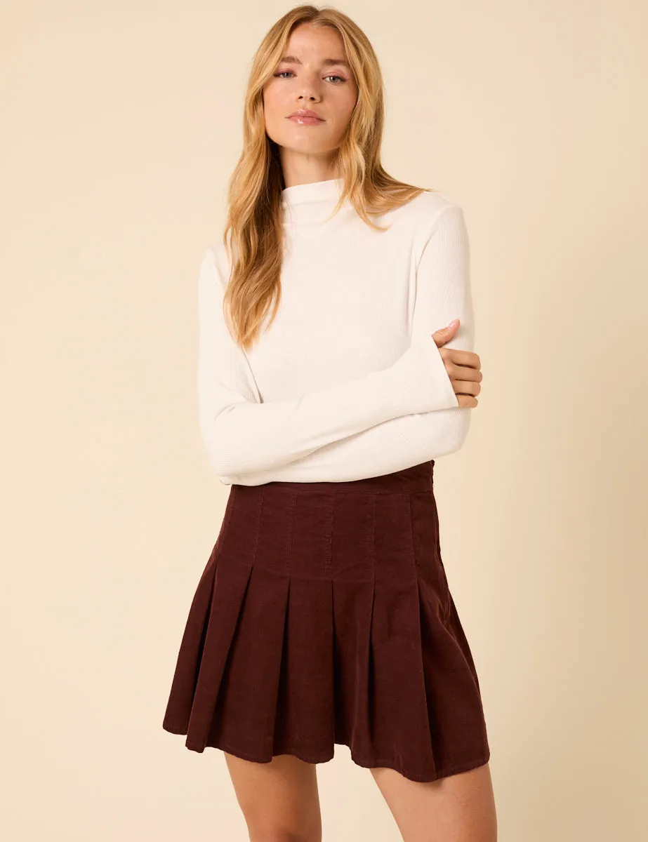 Brown Cord Pleated Mini Skirt sold by Nobody's Child