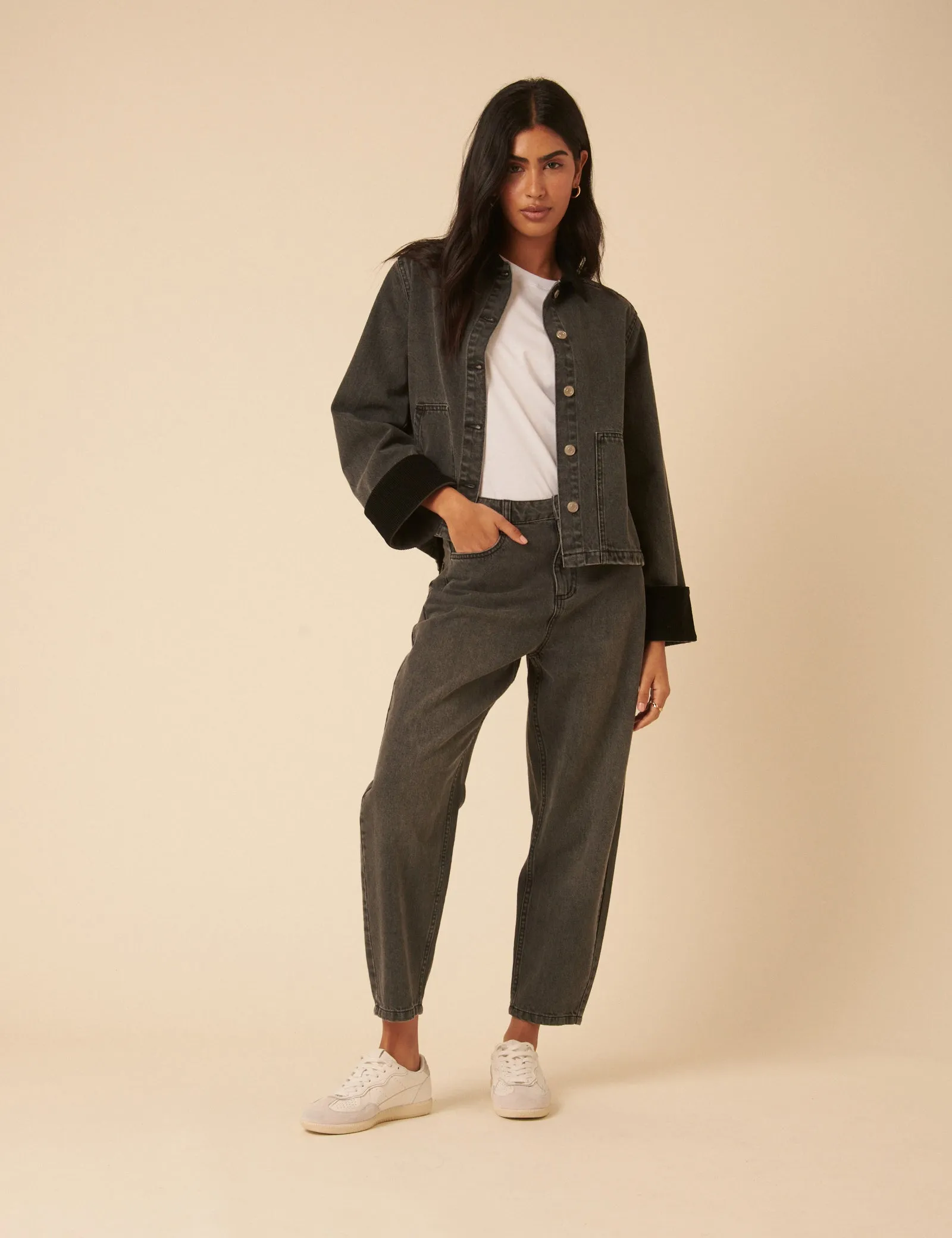 Washed Black Denim Cropped Jacket sold by Nobody's Child product image thumbnail 3