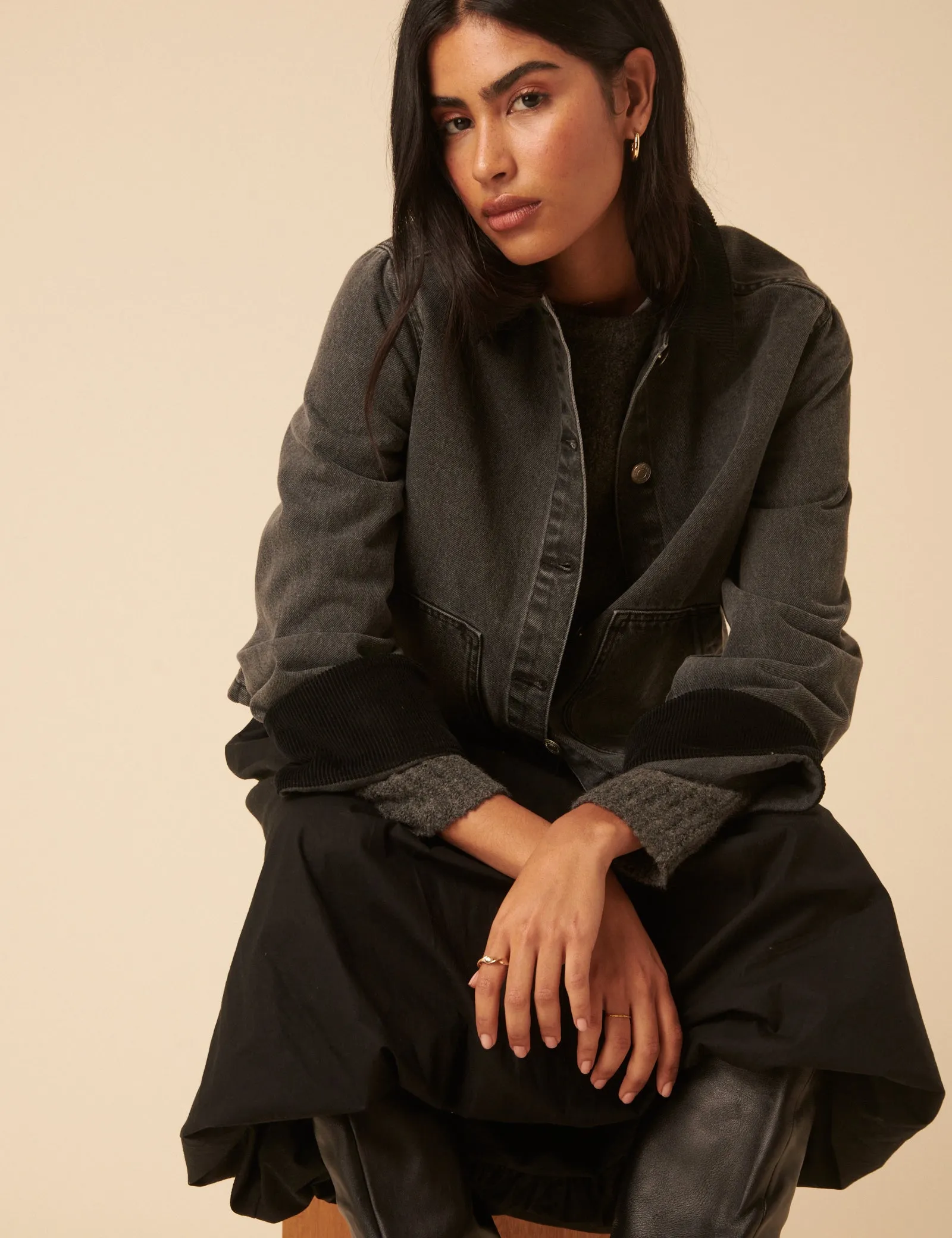 Washed Black Denim Cropped Jacket sold by Nobody's Child product image thumbnail 5