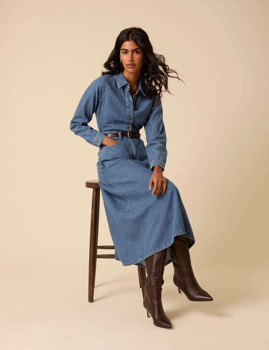 Blue Denim Midi Shirt Dress sold by Nobody's Child product image thumbnail 2