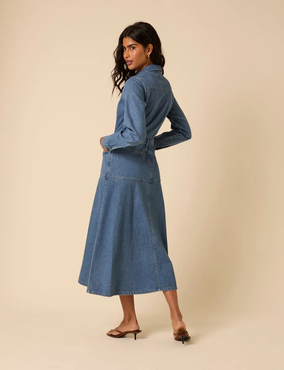 Blue Denim Midi Shirt Dress sold by Nobody's Child product image thumbnail 3