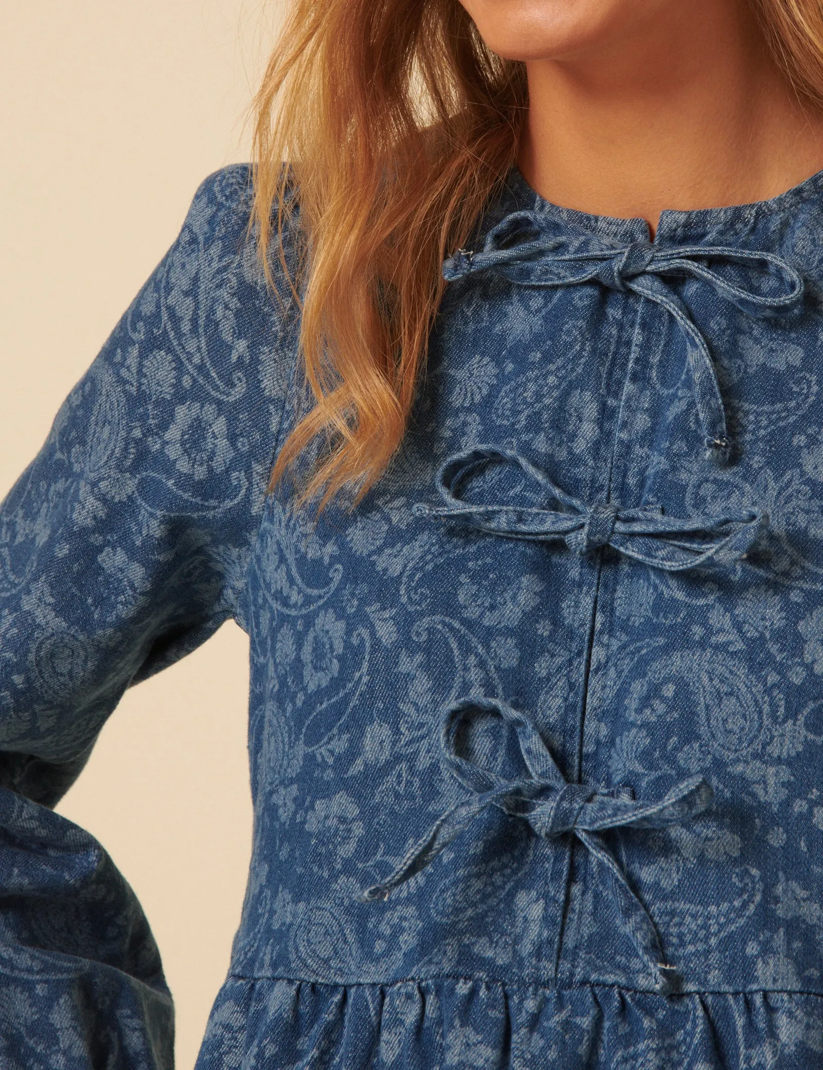 Blue Denim Paisley Eden Mini Dress sold by Nobody's Child product image thumbnail 4