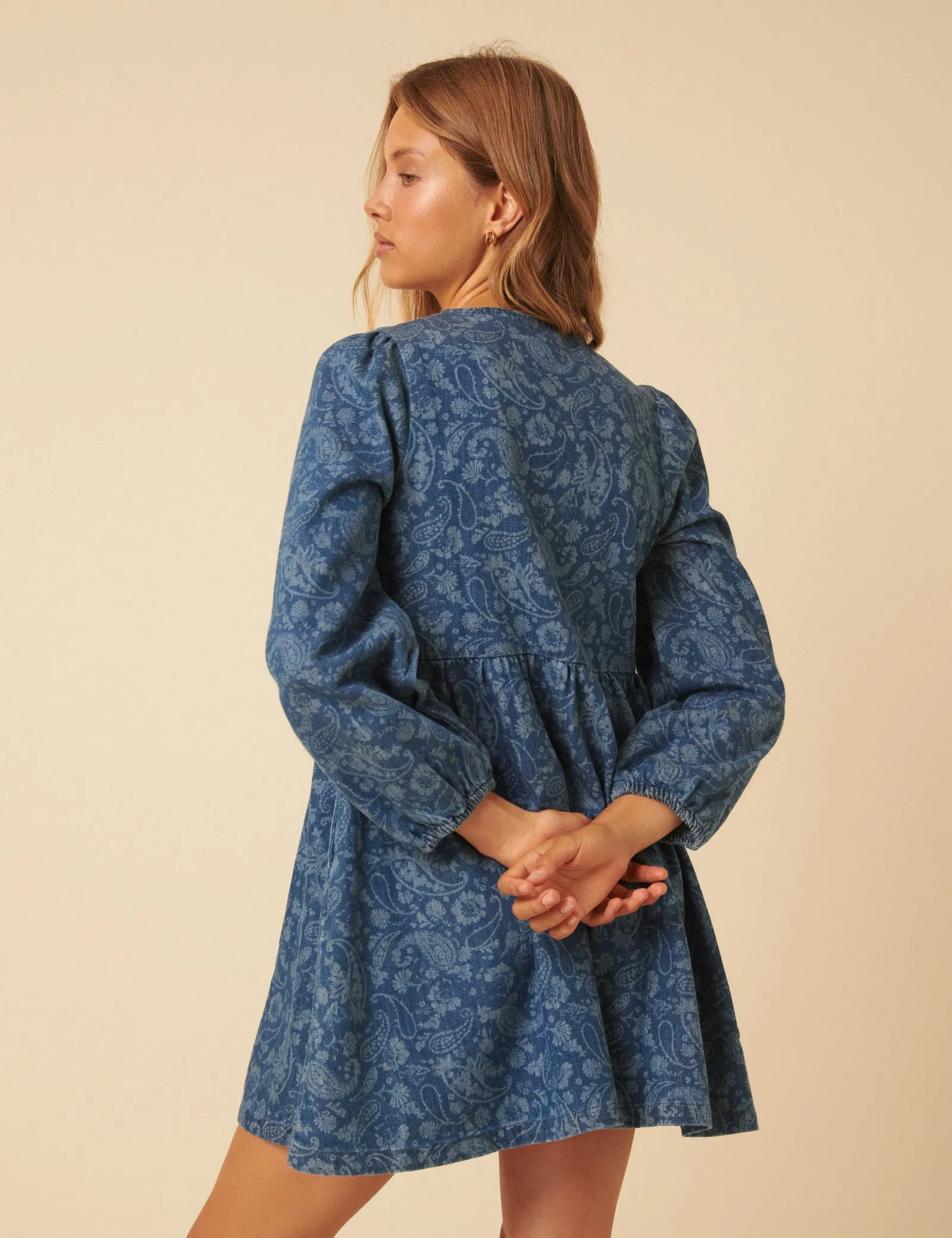 Blue Denim Paisley Eden Mini Dress sold by Nobody's Child product image thumbnail 5