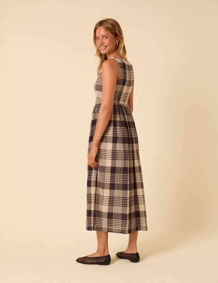 Navy and Cream Tartan Check Cora Midi Dress sold by Nobody's Child product image thumbnail 5