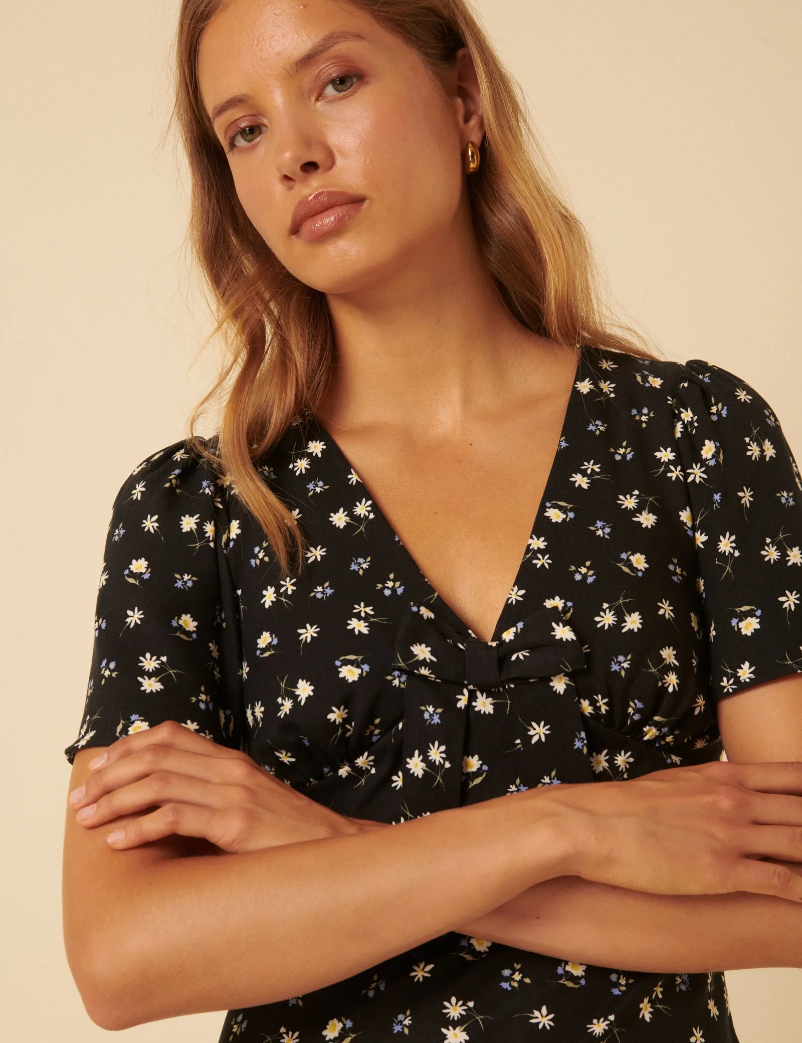 Black Floral Faith Midi Dress sold by Nobody's Child product image thumbnail 2