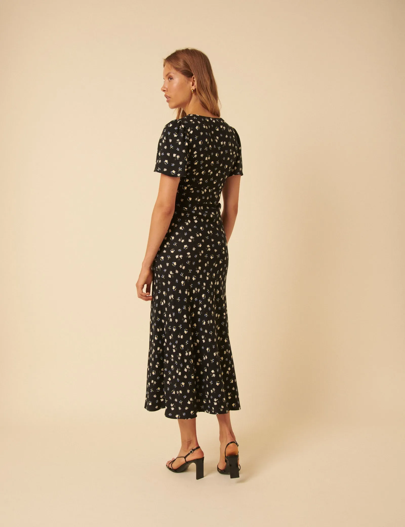 Black Floral Faith Midi Dress sold by Nobody's Child product image thumbnail 5