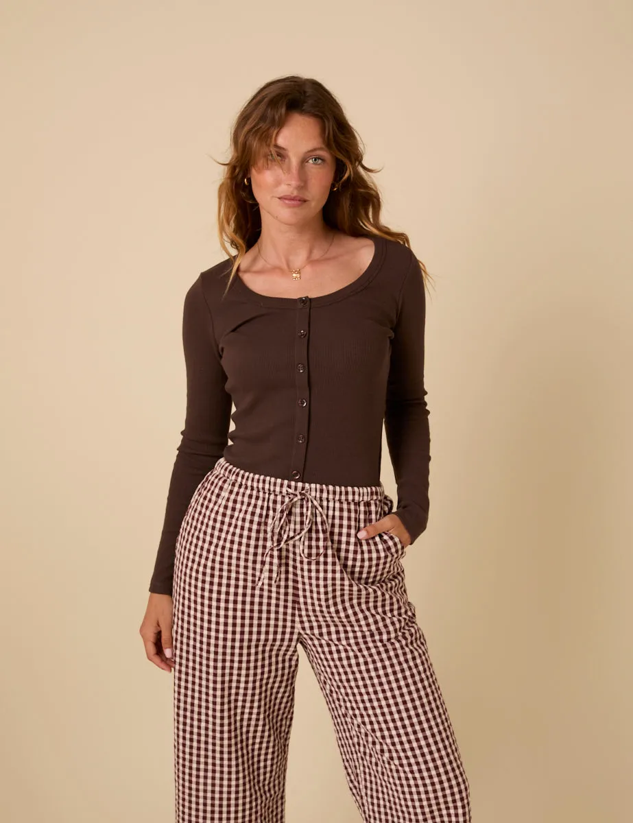 Brown Scoop Neck Top sold by Nobody's Child