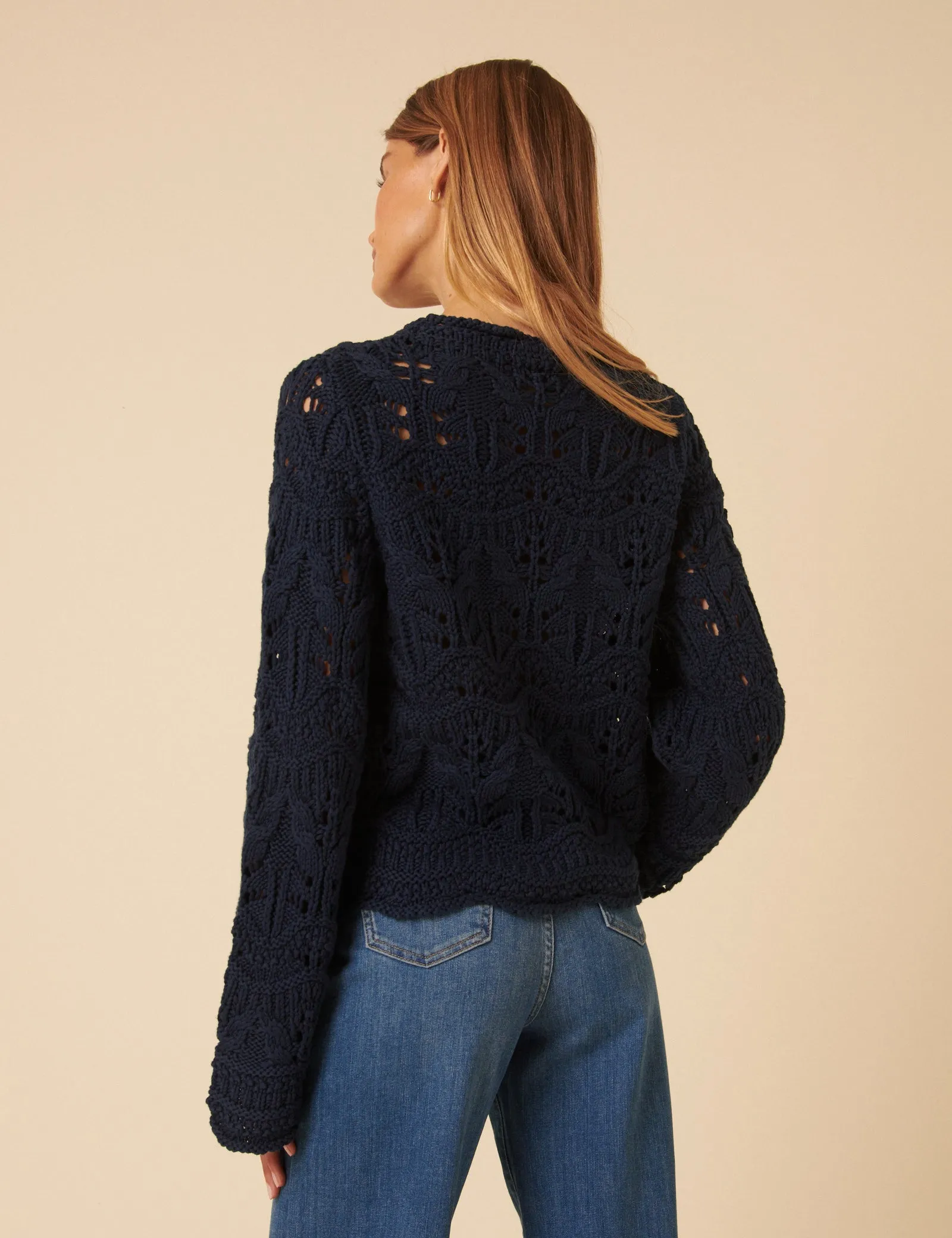 Navy Blue Chunky Pointelle Jumper sold by Nobody's Child product image thumbnail 5