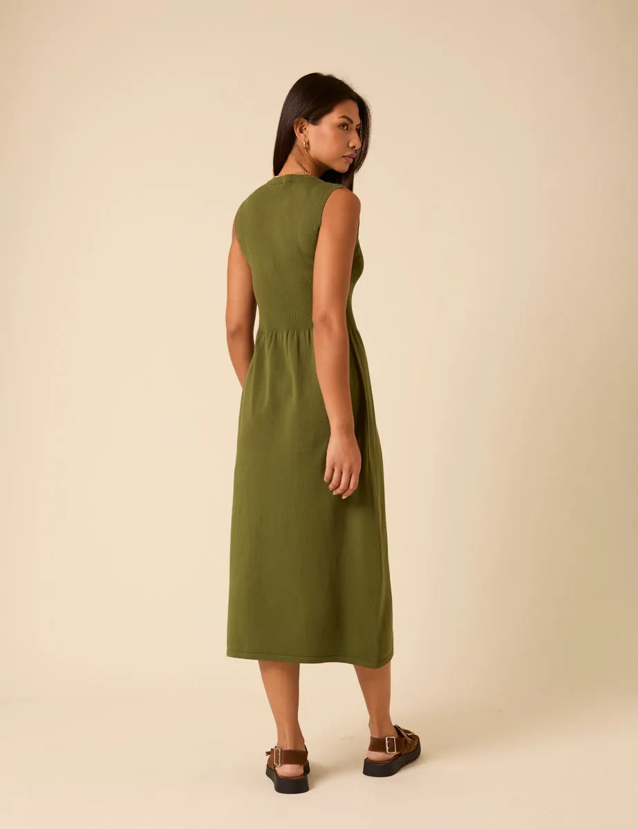 Green Sleeveless Knitted Midi Dress sold by Nobody's Child product image thumbnail 5