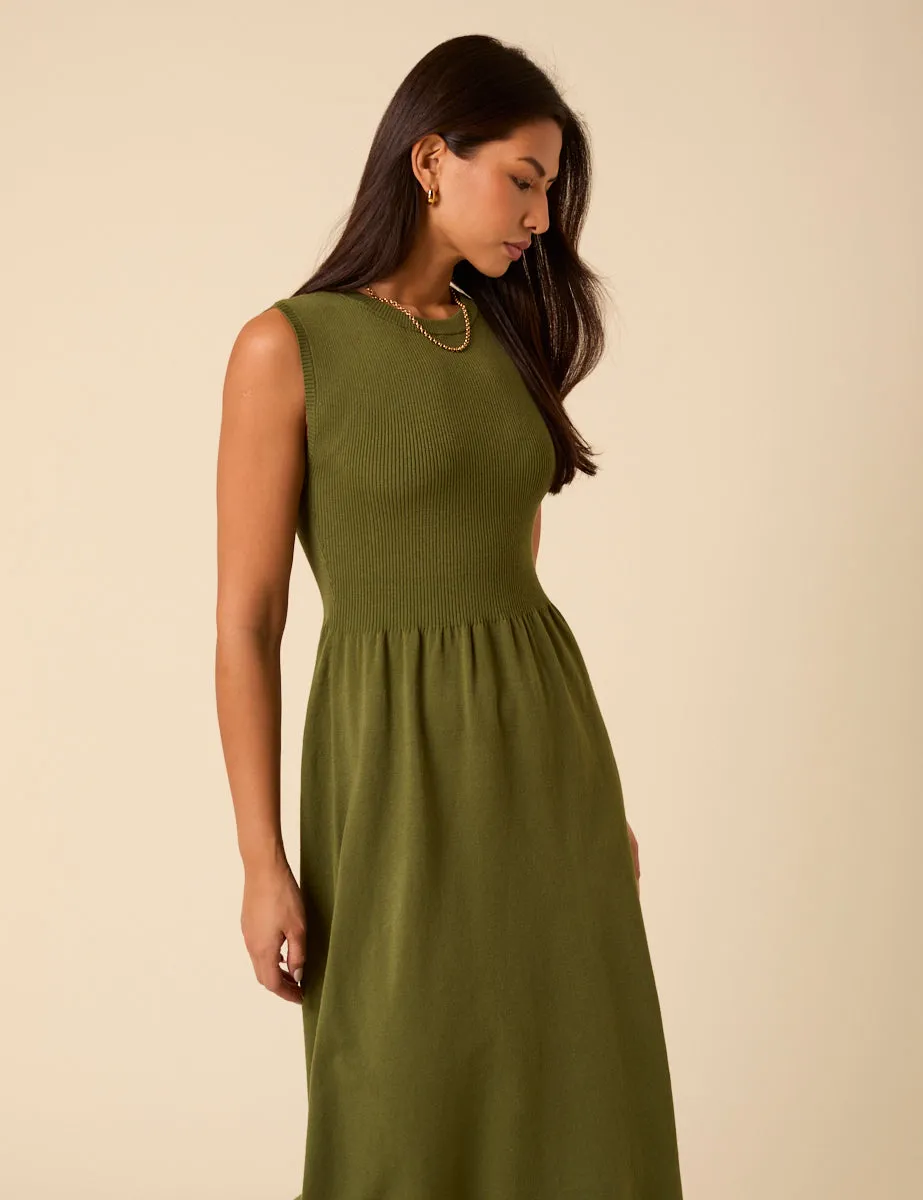 Green Sleeveless Knitted Midi Dress sold by Nobody's Child product image thumbnail 3