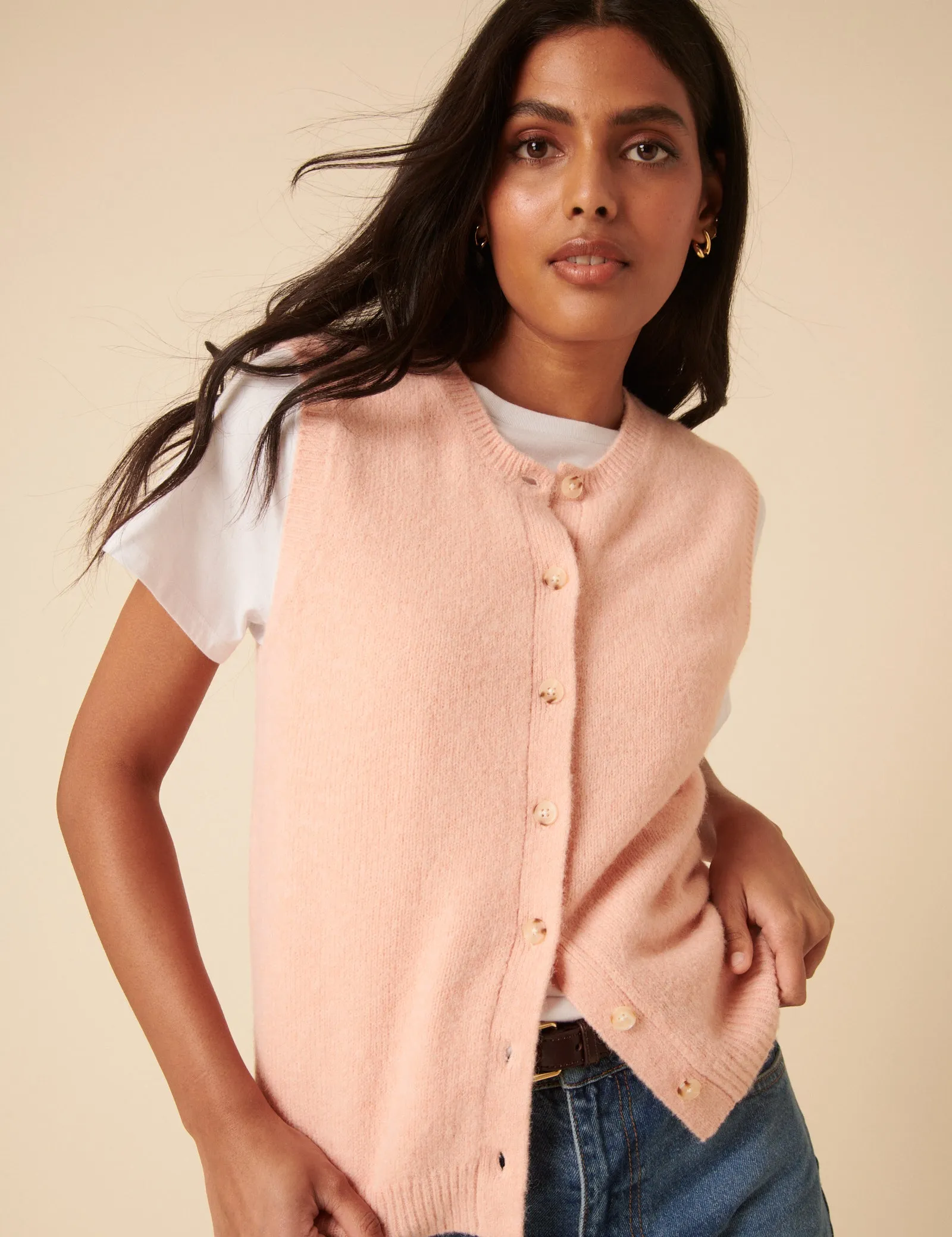 Pink Button Through Knitted Vest sold by Nobody's Child product image thumbnail 5