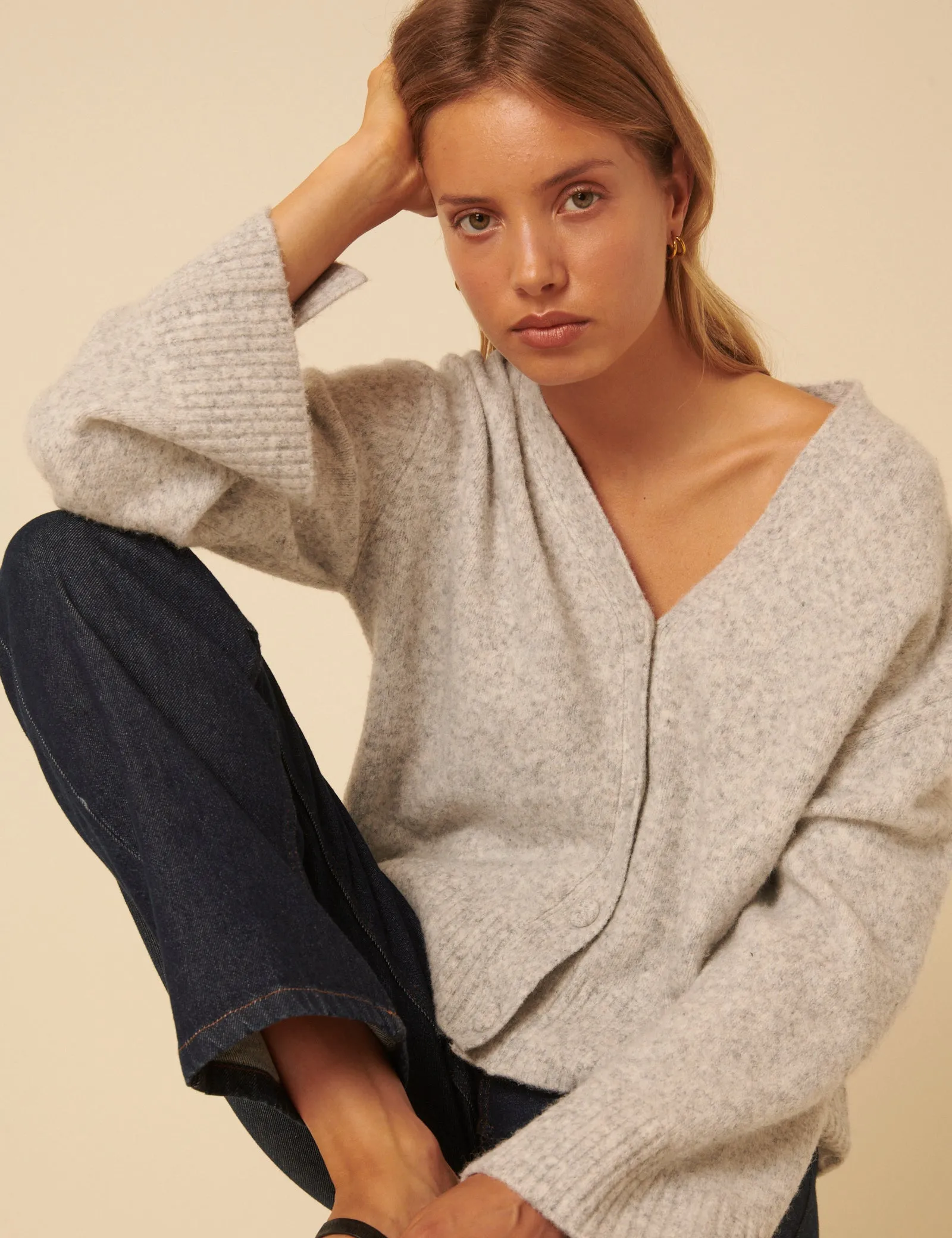 Light Grey V-Neck Cardigan sold by Nobody's Child product image thumbnail 2