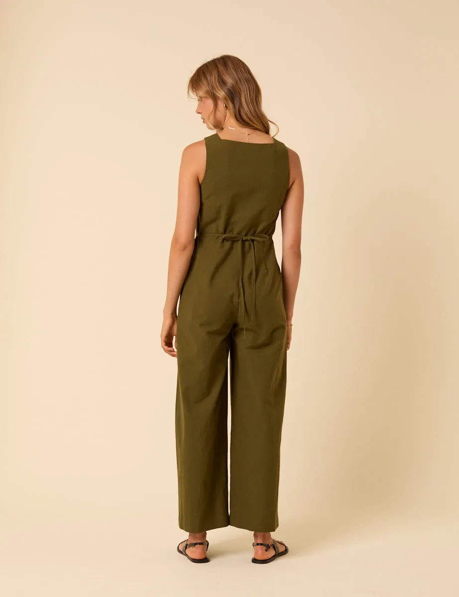 Khaki Green Tailored Peri Jumpsuit sold by Nobody's Child product image thumbnail 4