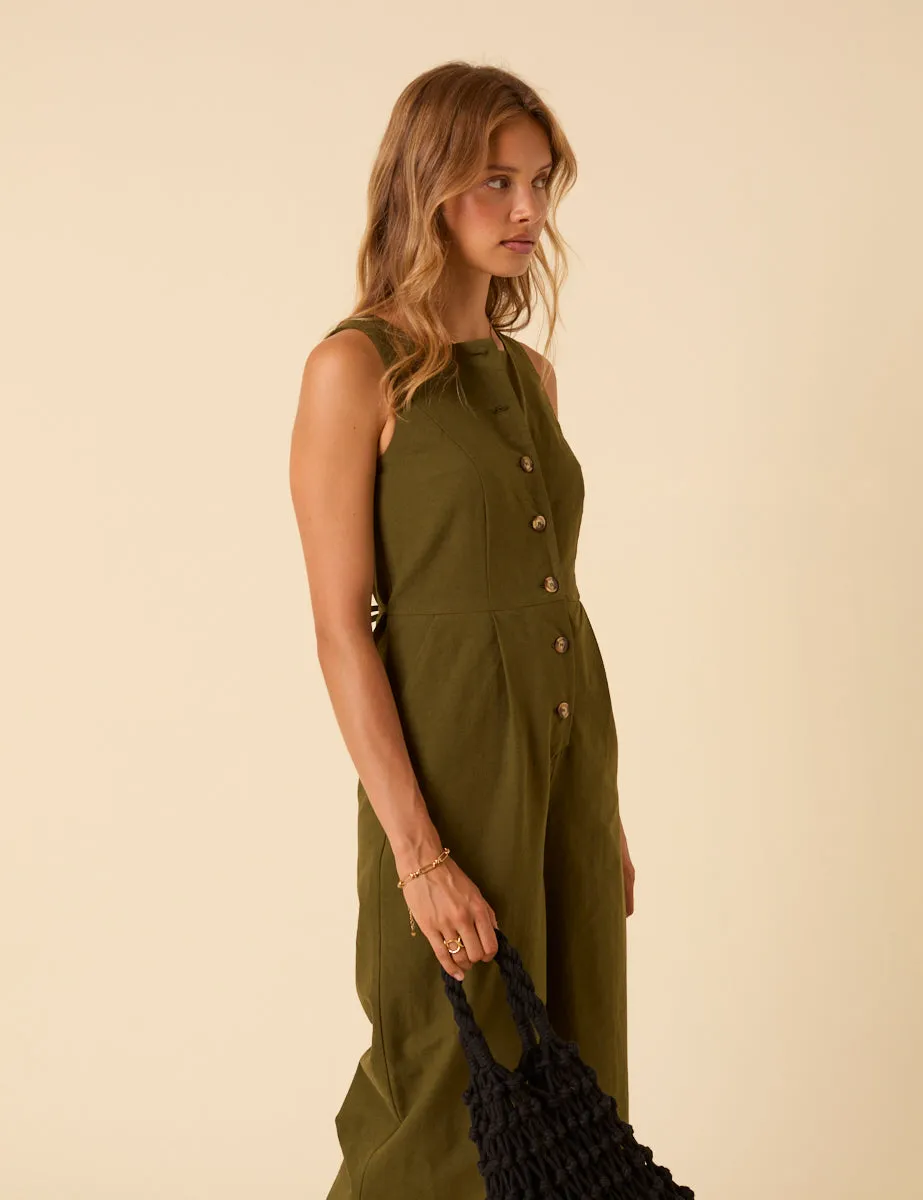 Khaki Green Tailored Peri Jumpsuit sold by Nobody's Child product image thumbnail 5