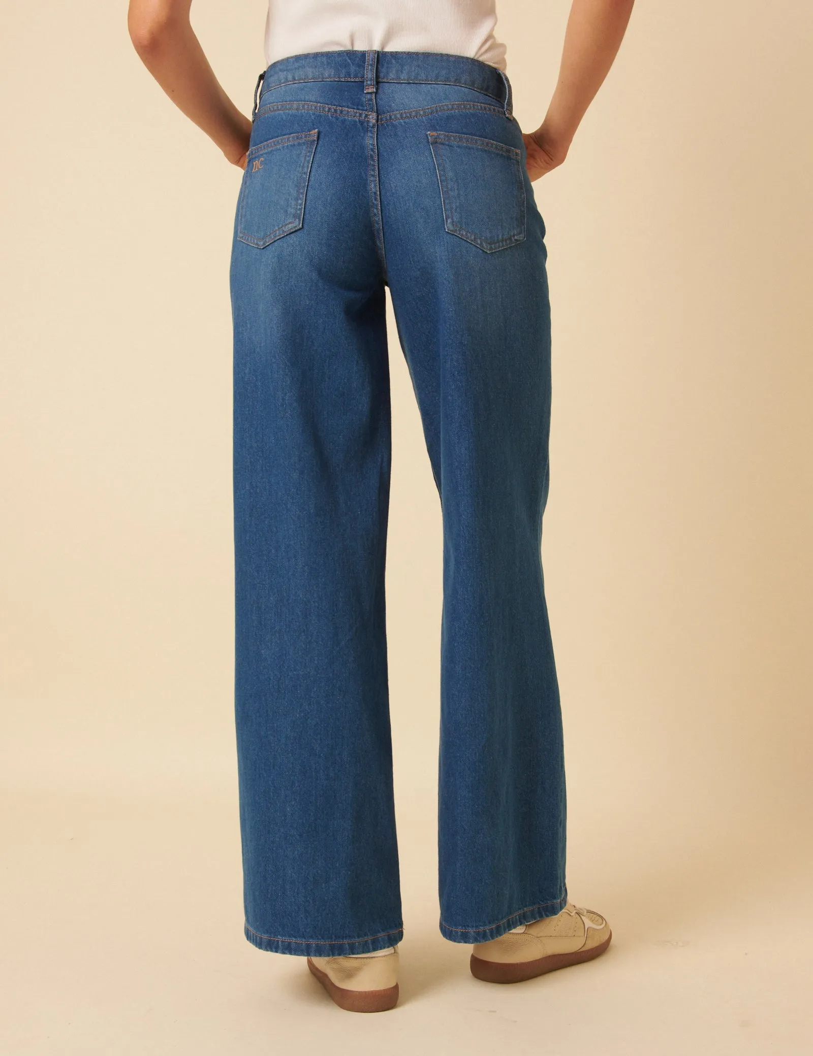 Blue Mid Rise Carnaby Wide Leg Jeans sold by Nobody's Child product image thumbnail 4