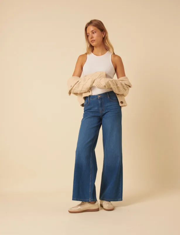 Blue Mid Rise Carnaby Wide Leg Jeans made by Nobody's Child