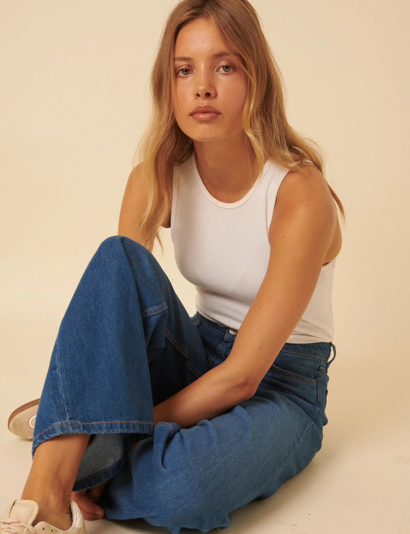 Blue Mid Rise Carnaby Wide Leg Jeans sold by Nobody's Child product image thumbnail 5