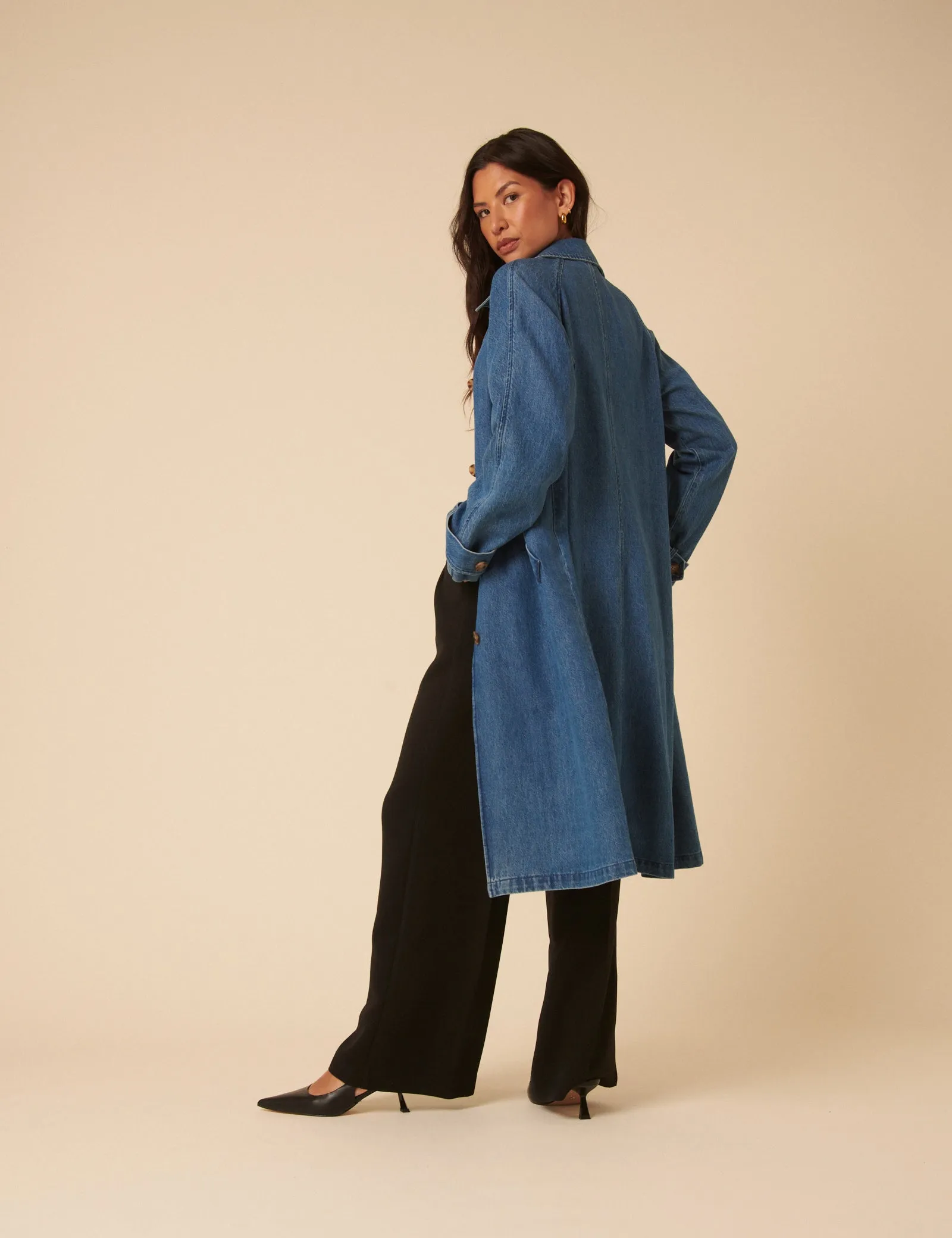 Denim Single Breasted Trench Coat sold by Nobody's Child product image thumbnail 5