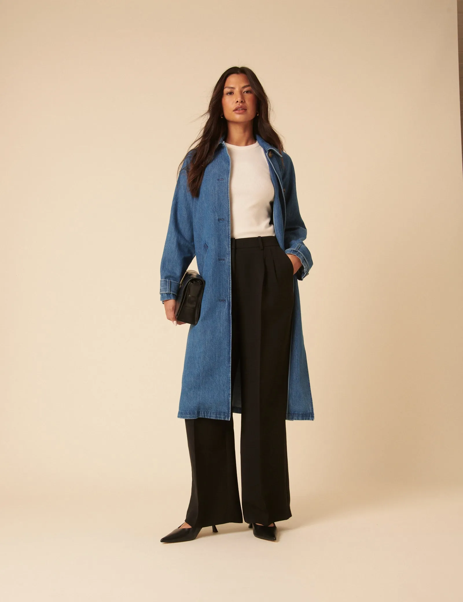 Denim Single Breasted Trench Coat sold by Nobody's Child product image thumbnail 2