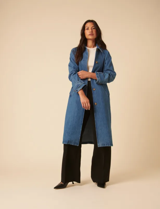 Denim Single Breasted Trench Coat sold by Nobody's Child